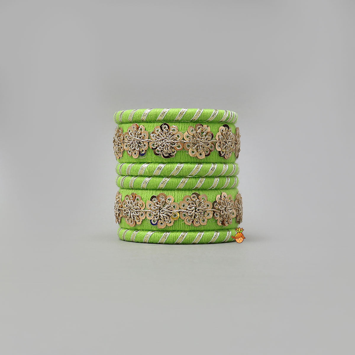 Floral Sequins-Detailed Elegant Thread Bangles