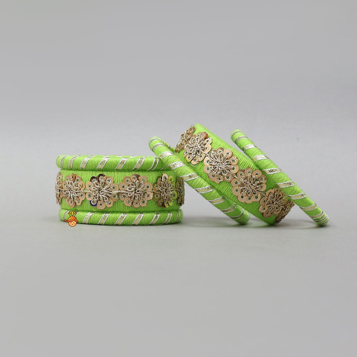 Floral Sequins-Detailed Elegant Thread Bangles