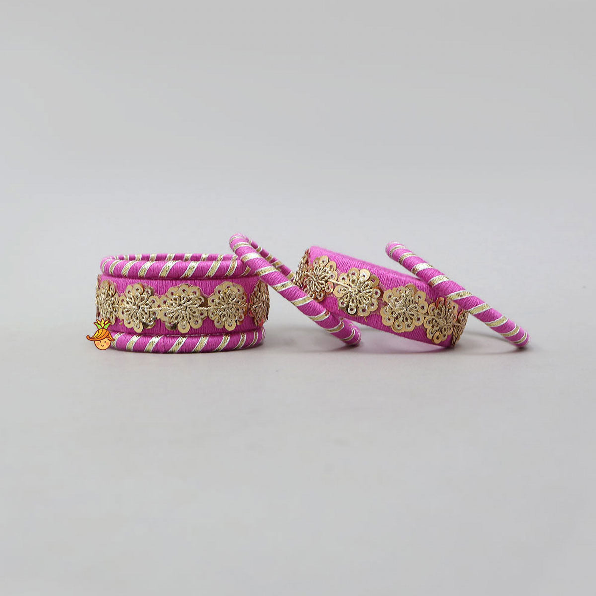 Adorable Thread Bangles With Floral Sequin Work