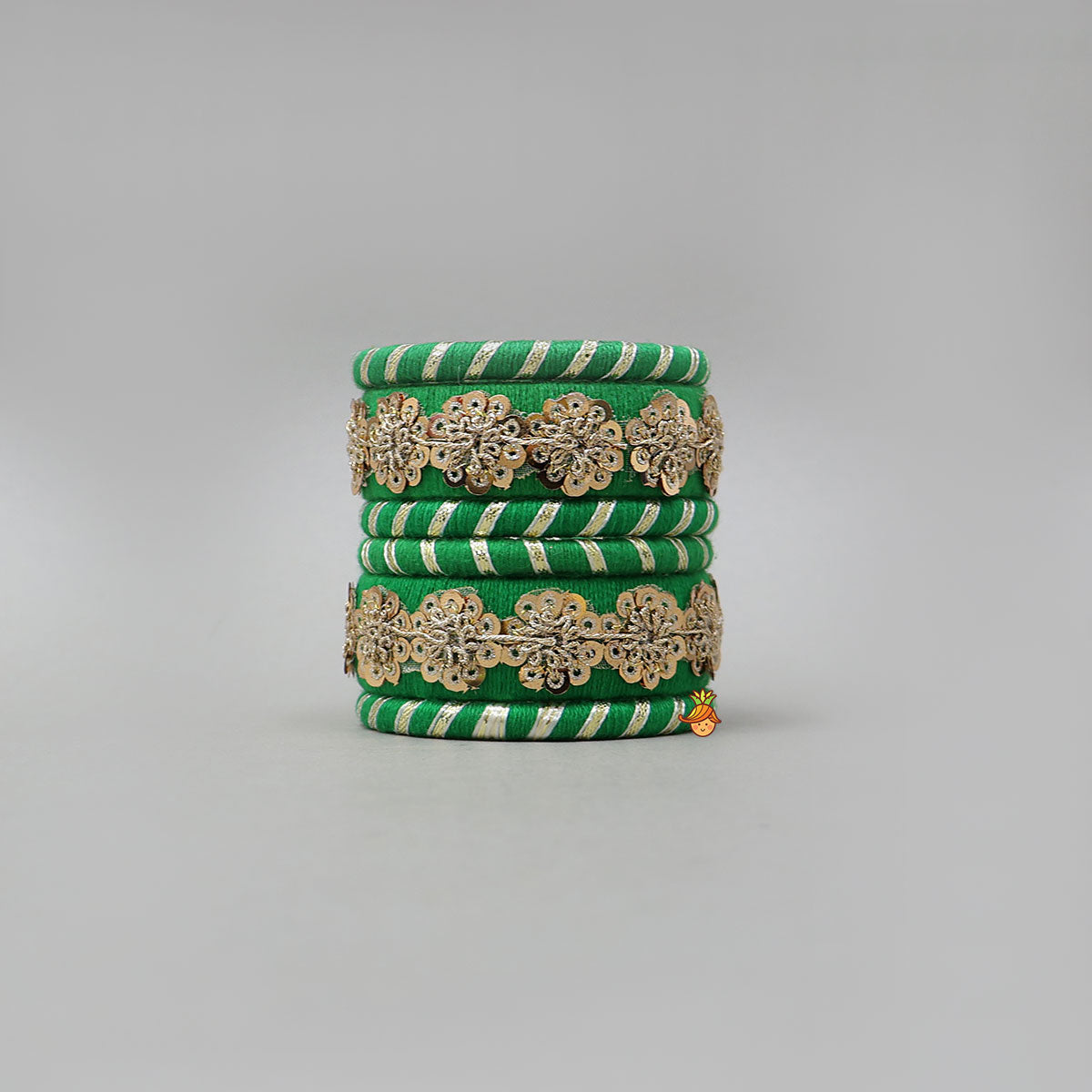 Floral Sequins-Detailed Thread Bangles