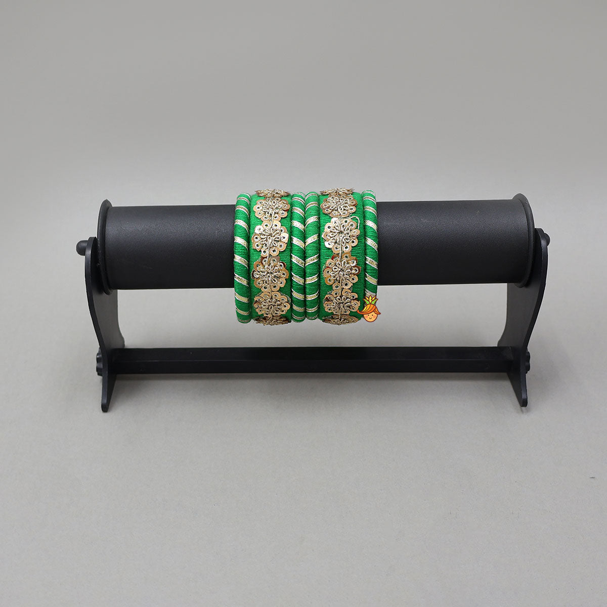 Floral Sequins-Detailed Thread Bangles