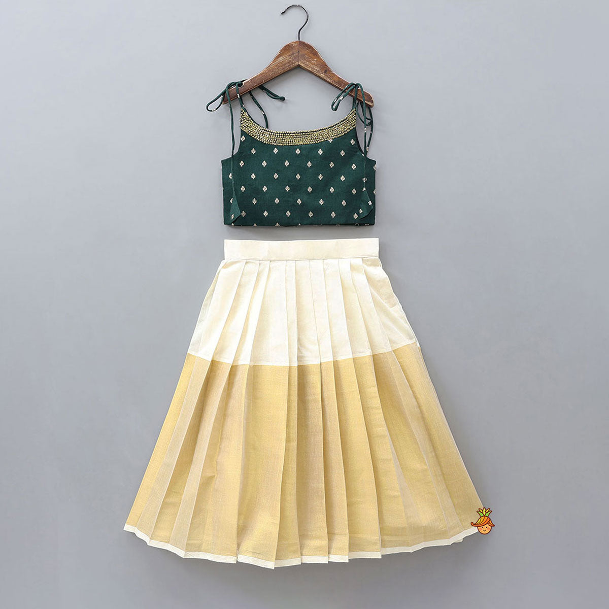 Booti Work Top With Dual-Tone Lehenga