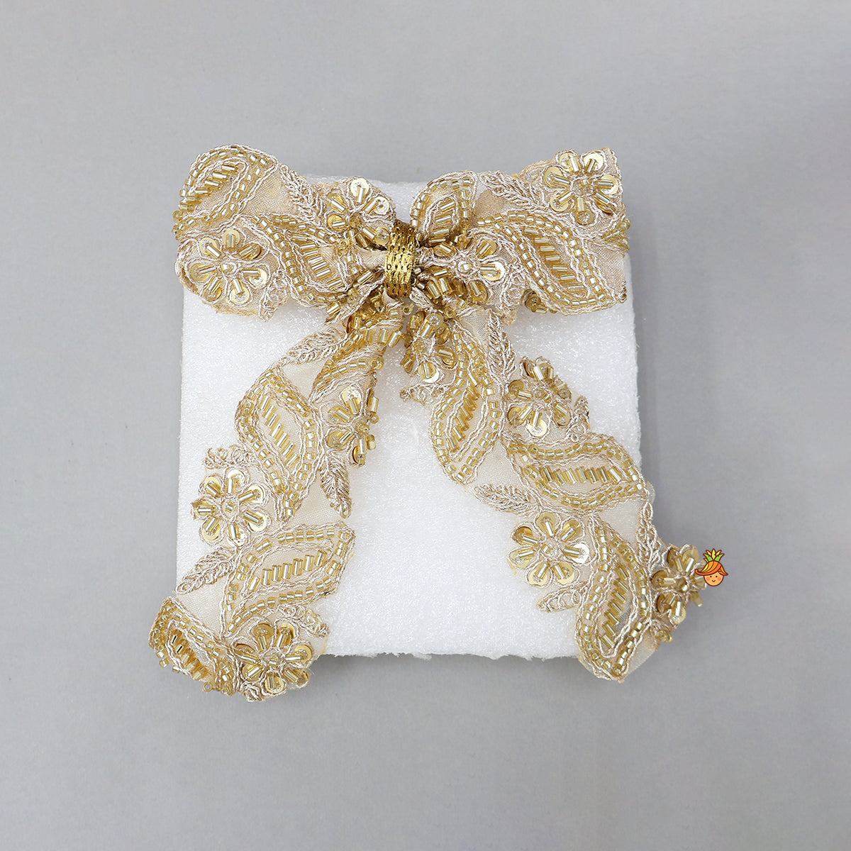 Intricate Embroidered Bow Hair Clip