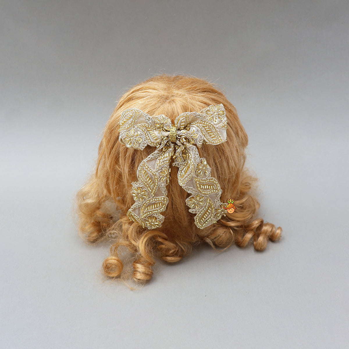 Intricate Embroidered Bow Hair Clip