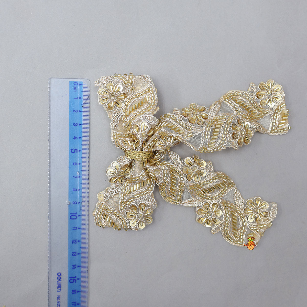 Intricate Embroidered Bow Hair Clip