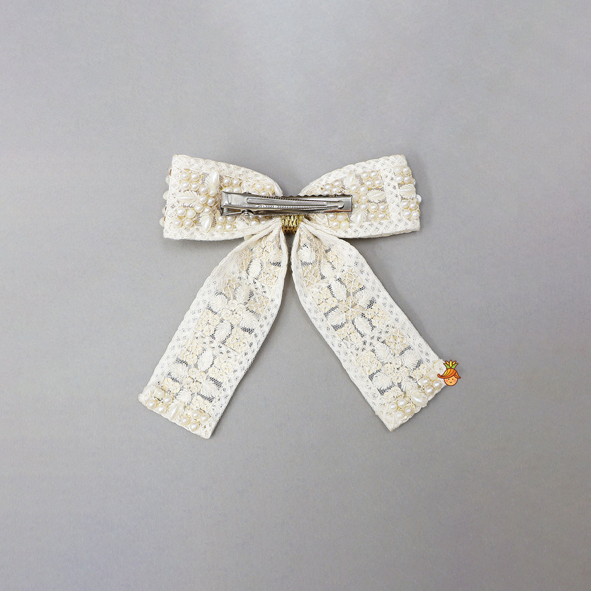 Charming Embroidered Bow Hair Clip