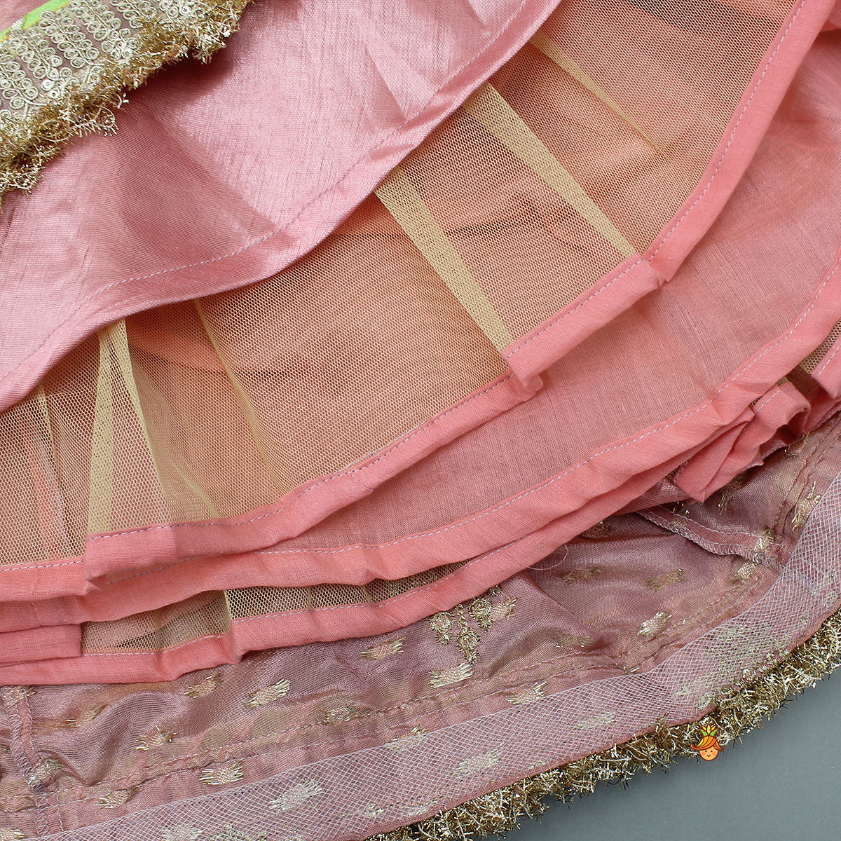 Stunning Booti Work Top With Lehenga And Contrasting Net Dupatta