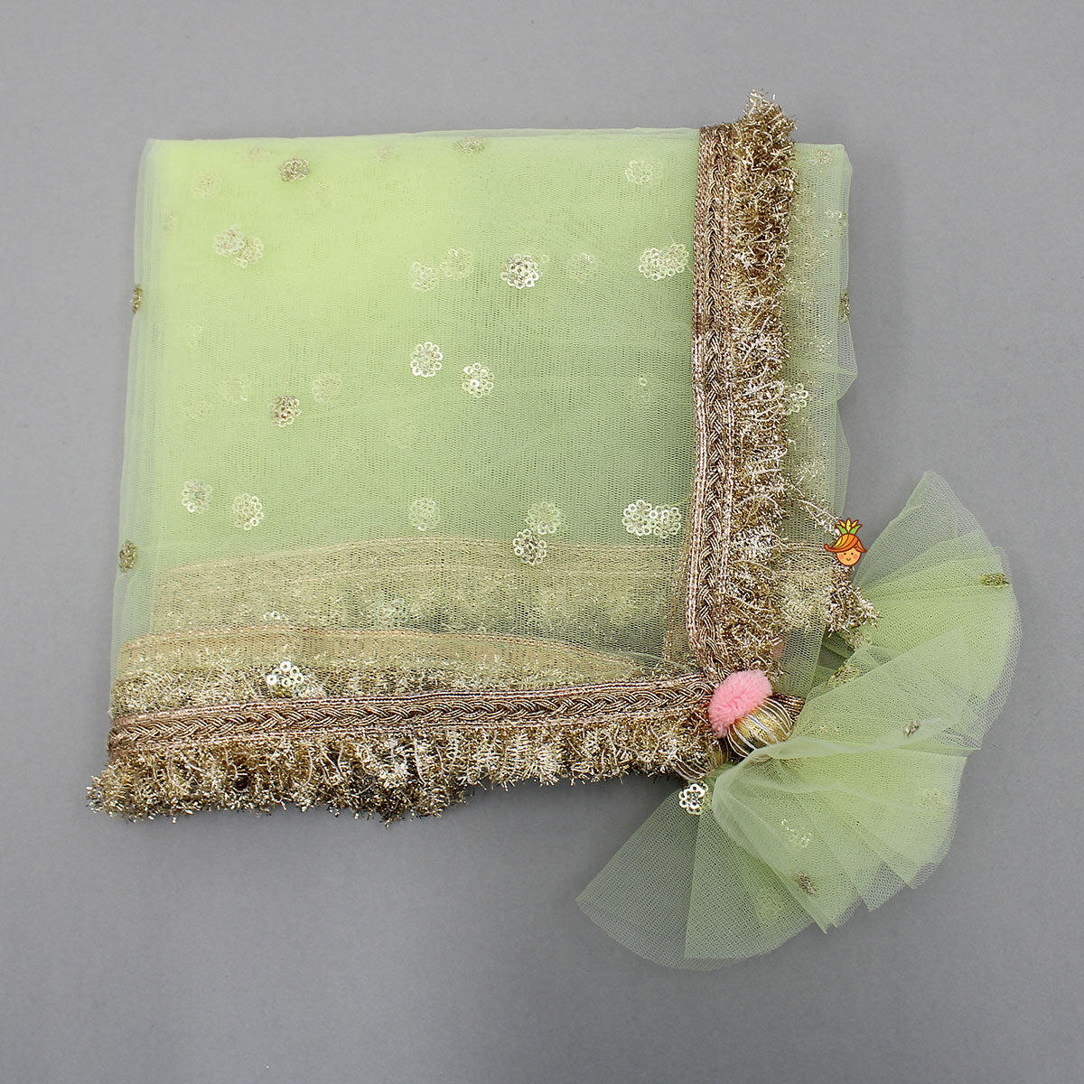 Stunning Booti Work Top With Lehenga And Contrasting Net Dupatta