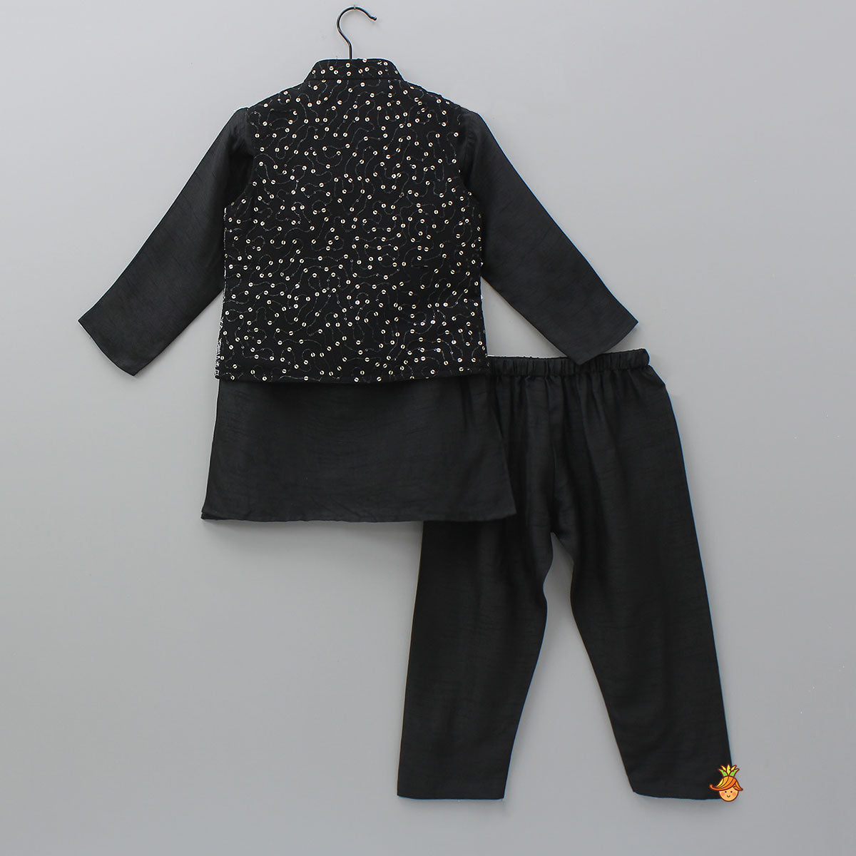 Elegant Kurta And Floral Embroidered Jacket With Pyjama