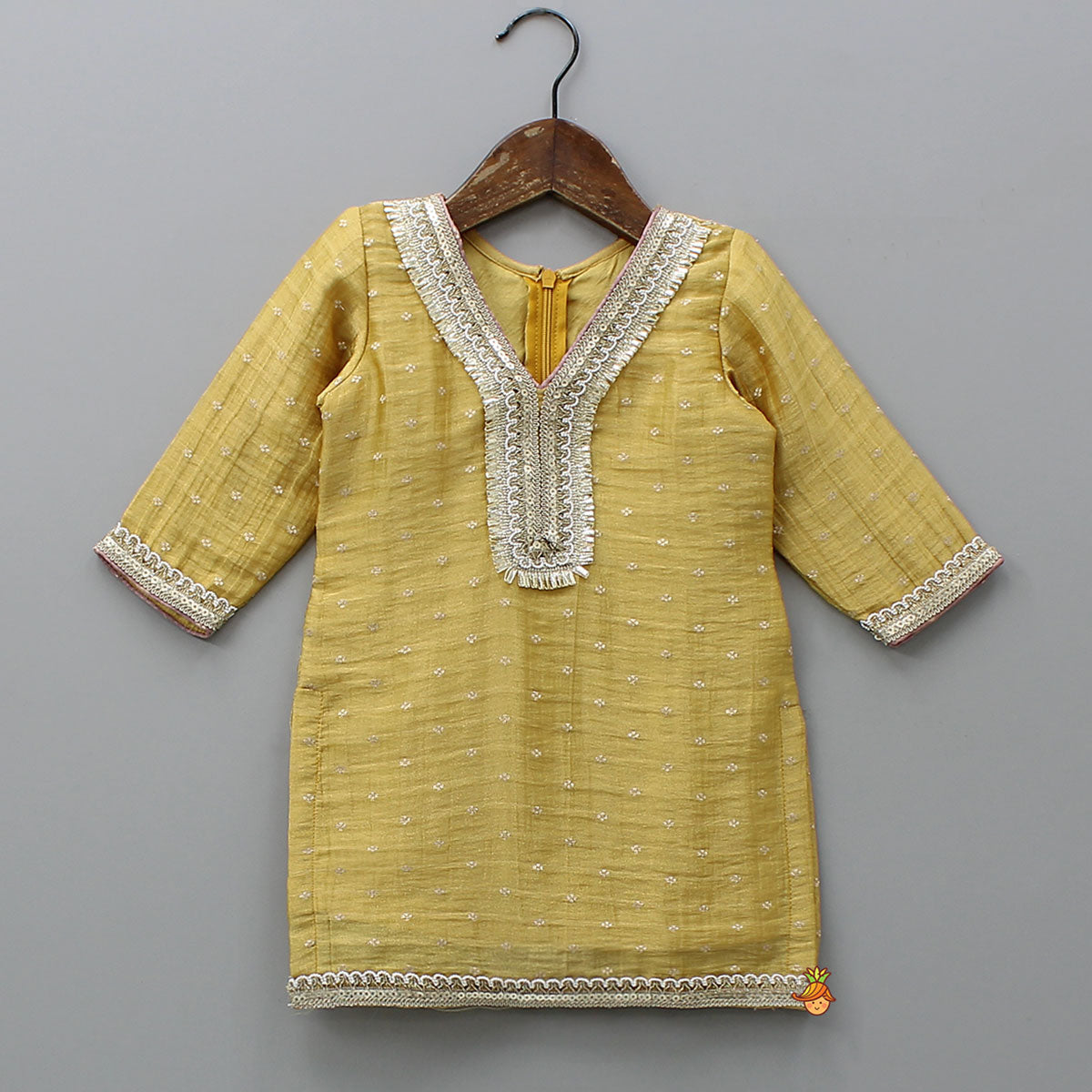 Beautiful V Neck Kurti With Colour Block Palazzo And Dupatta