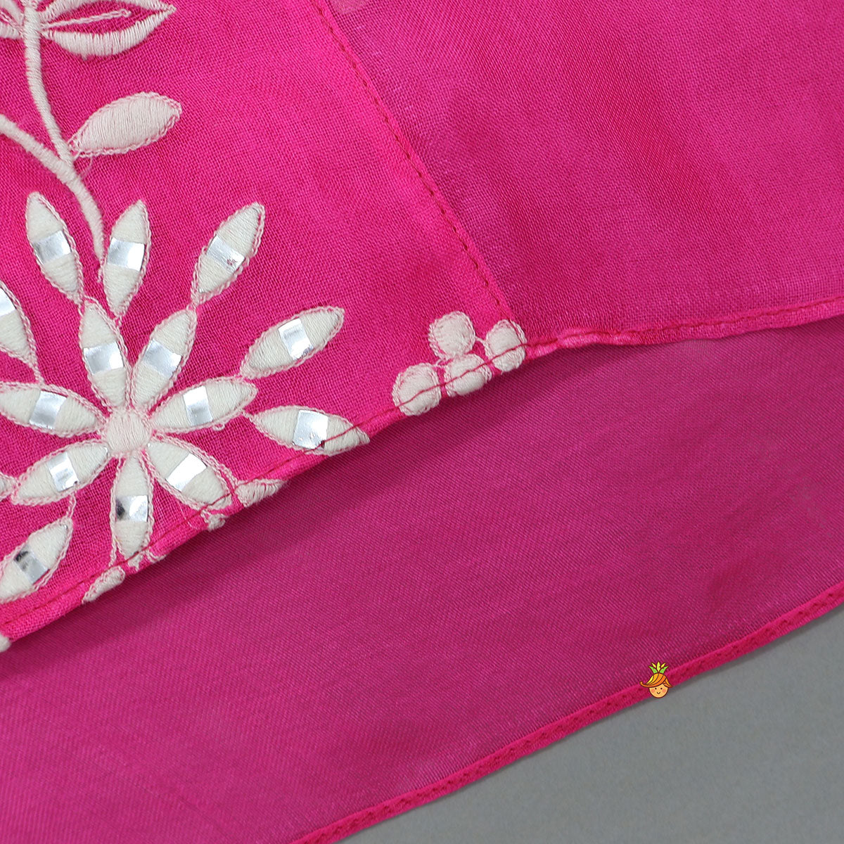 Pleated-Neckline Cape Top And Mirror-Work Palazzo