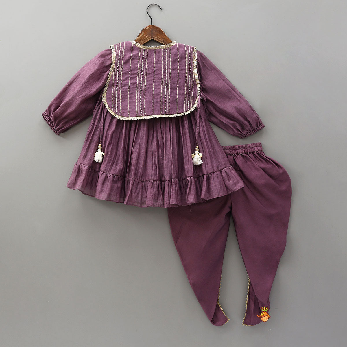 Elegant Ruffled Kurti With Pleated Dhoti