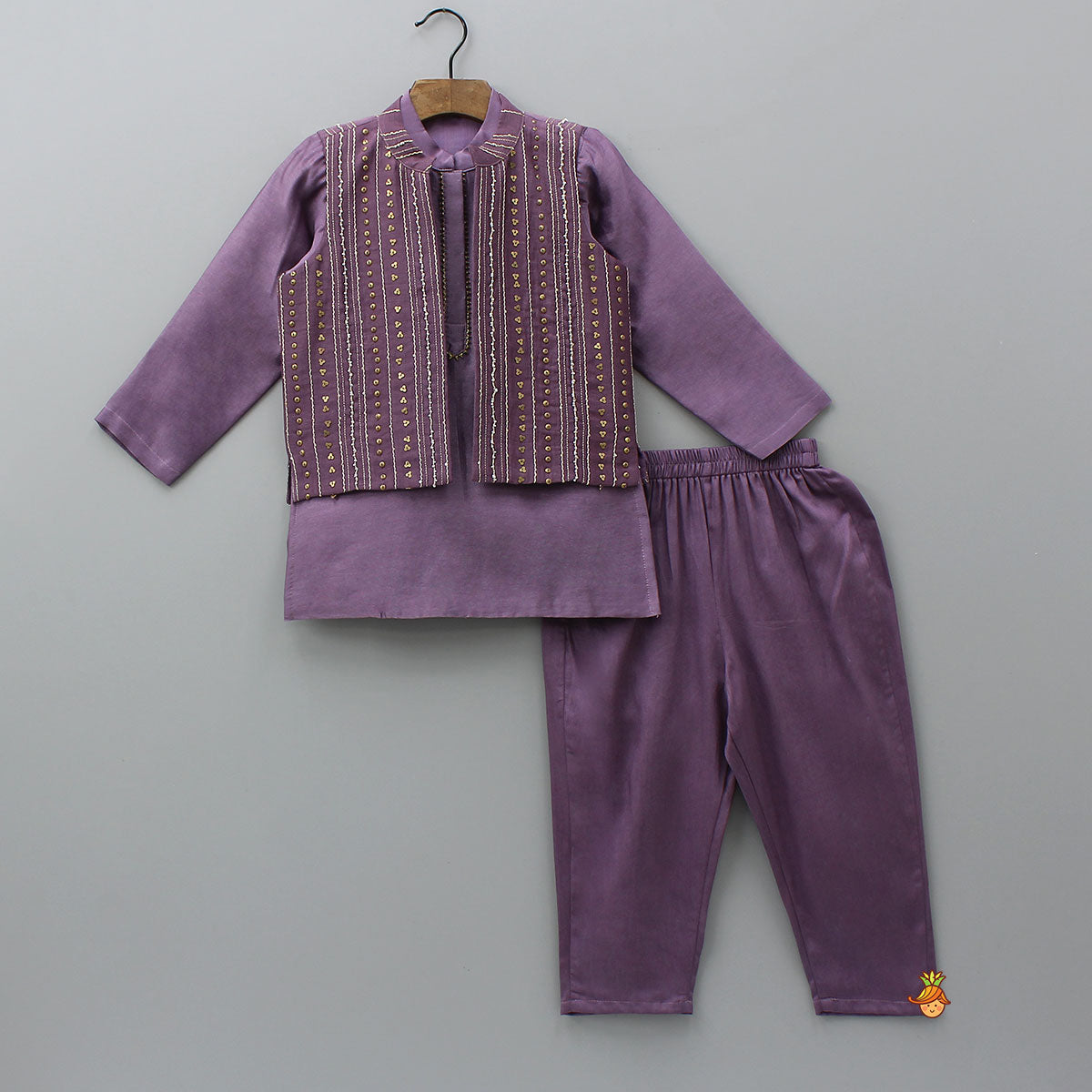 Elegant Kurta With Hand-Sequins Embroidered Jacket And Pyjama