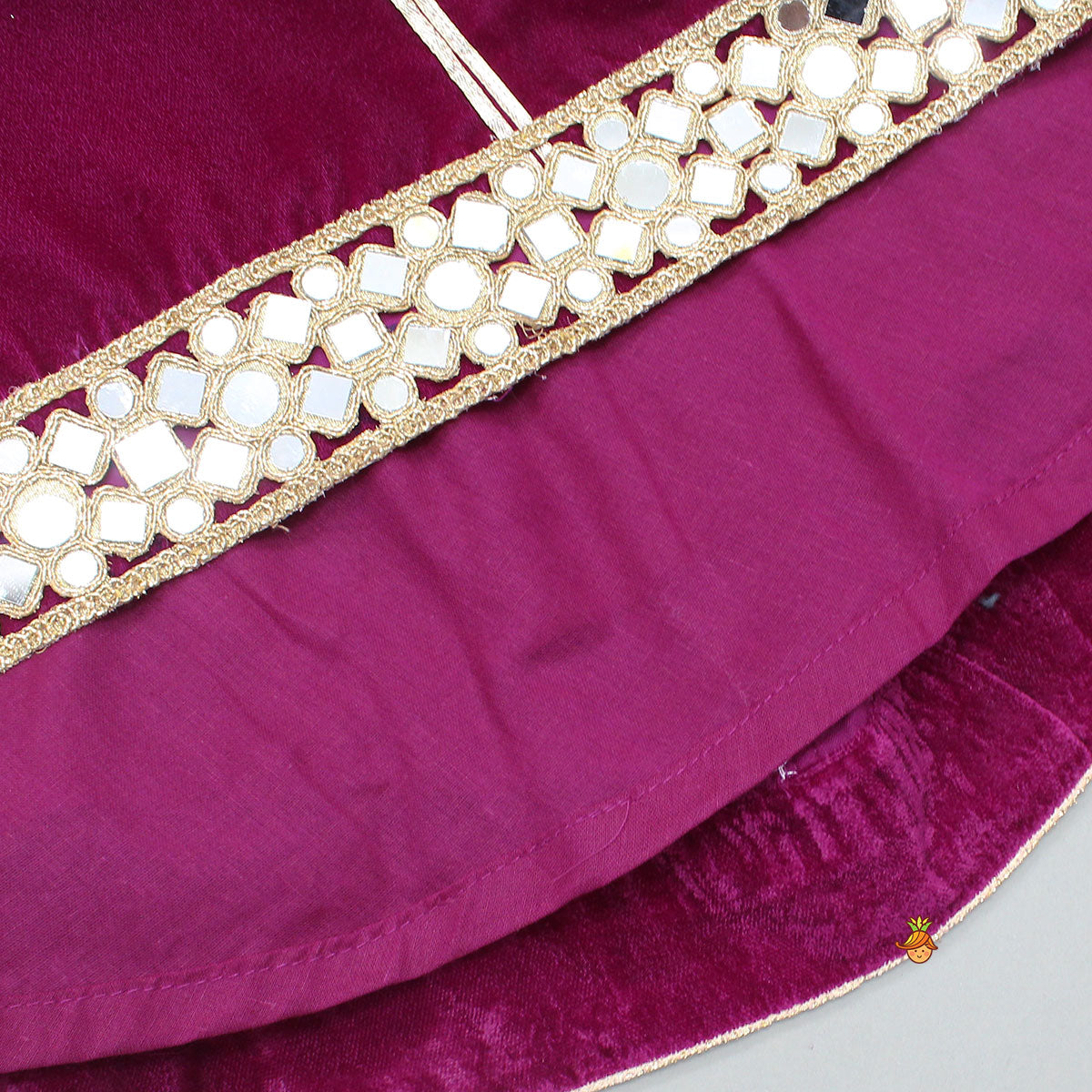 Velvet Mirror Work Top With Lehenga