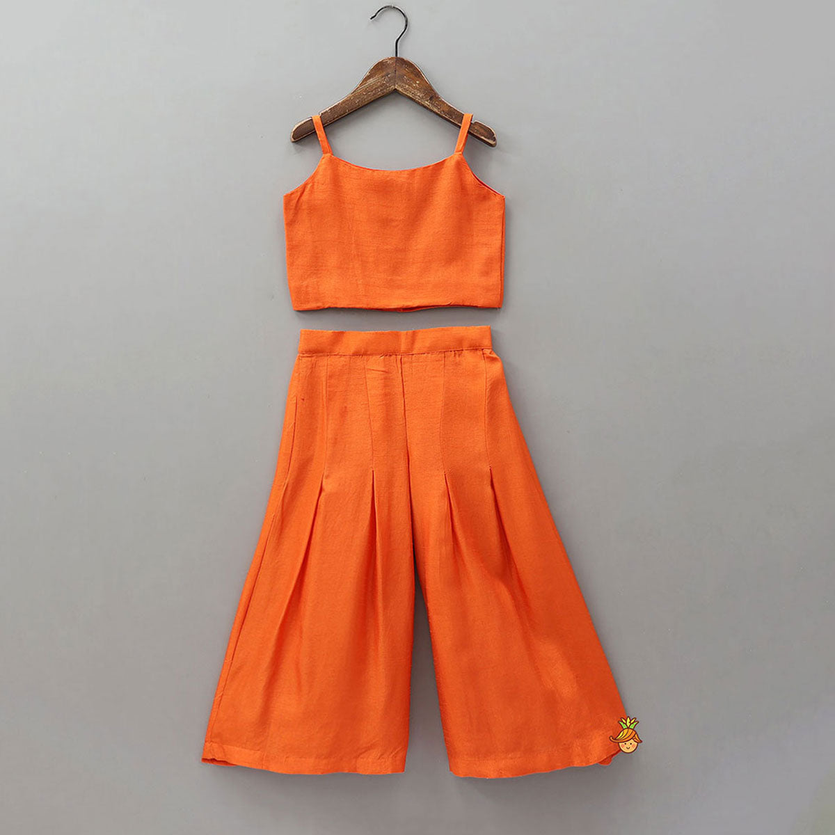 Strappy Top With Printed Shimmery Jacket And Palazzo