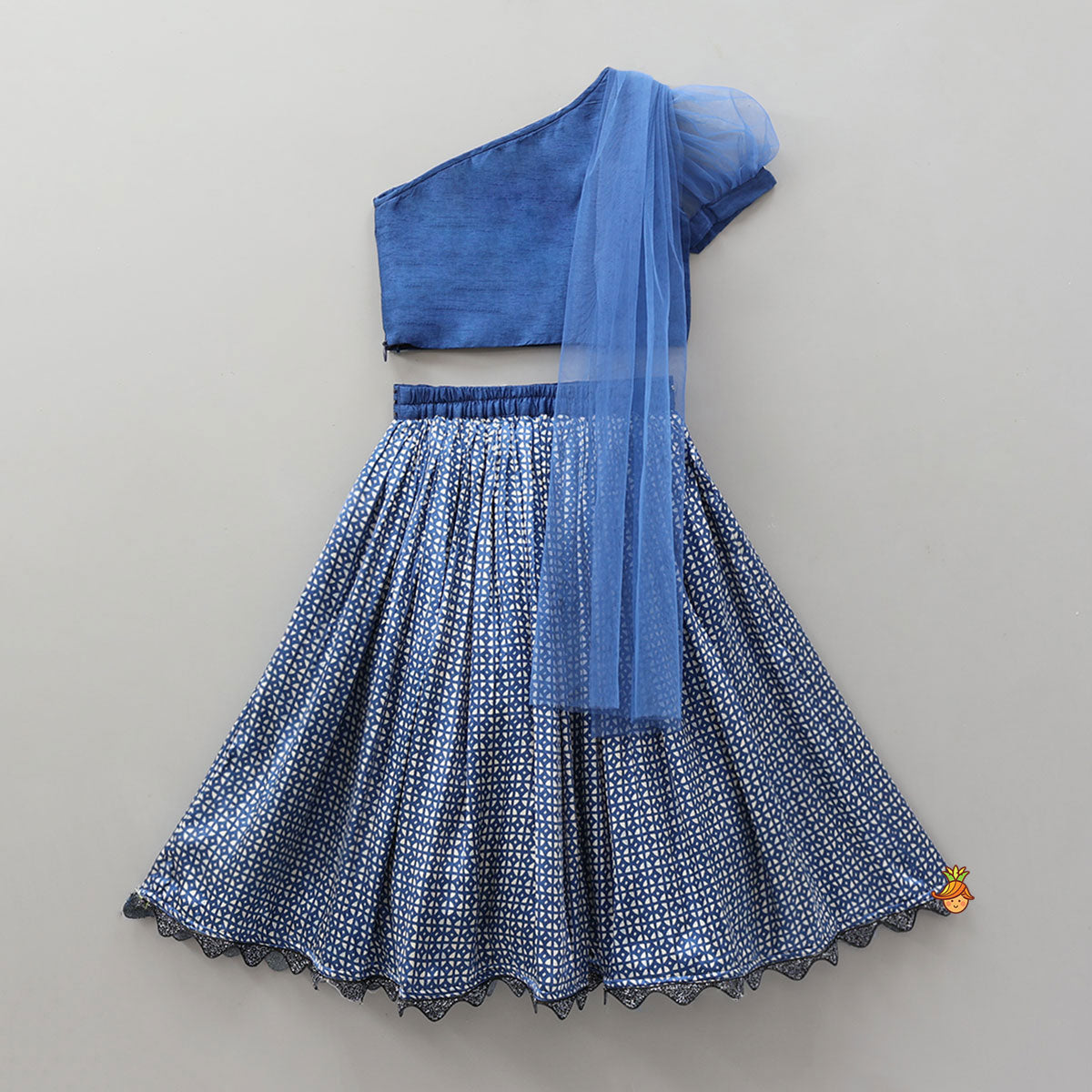 One Shoulder Drape Top With Lehenga