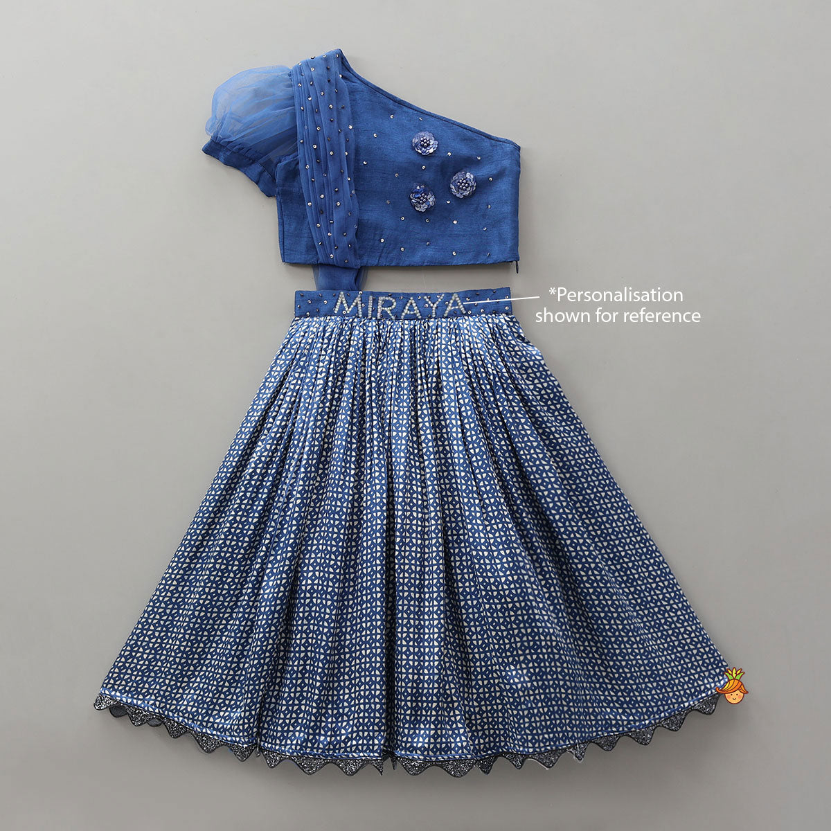 One Shoulder Drape Top With Lehenga