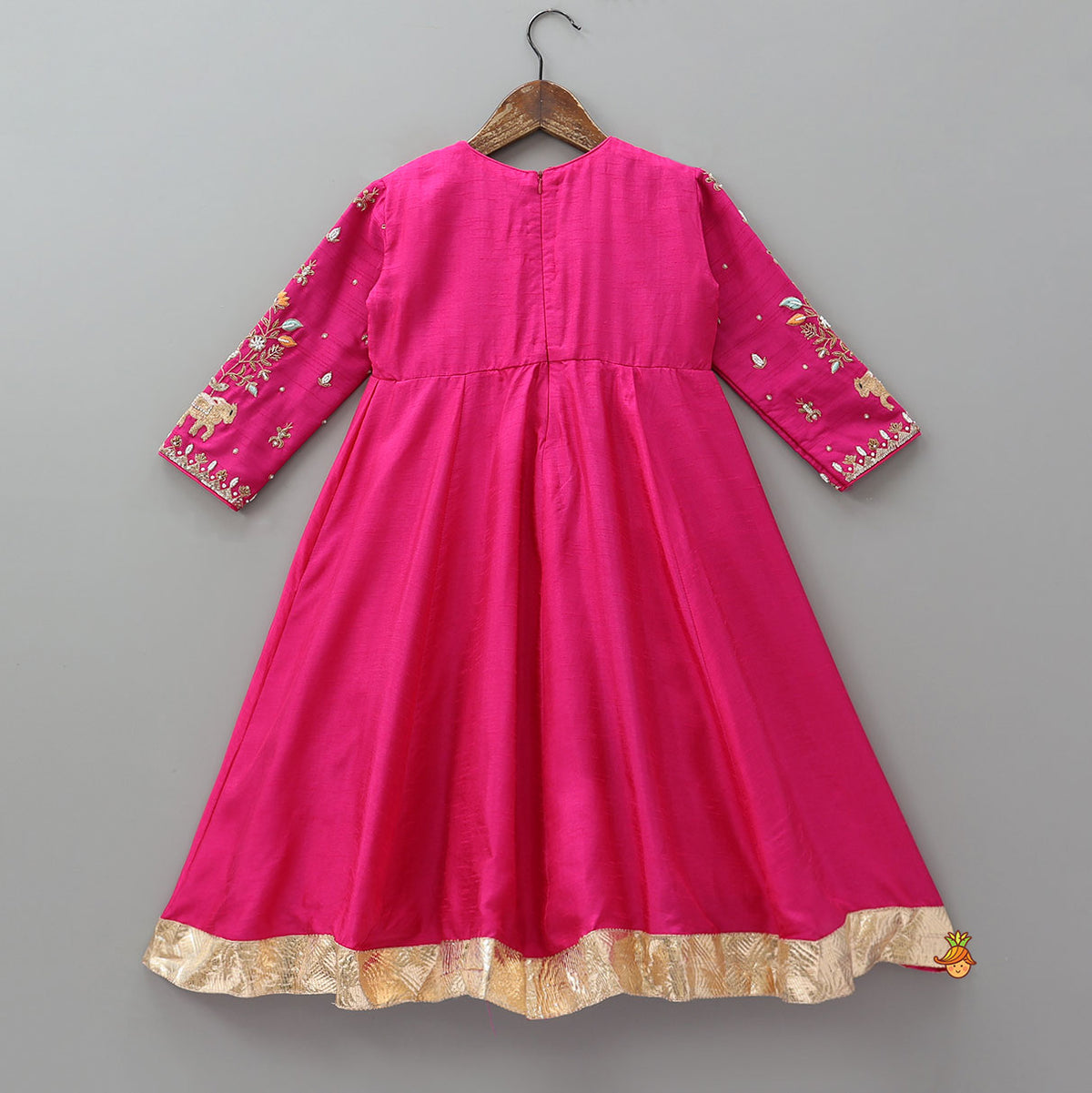 Thread Floral Embroidered Anarkali With Contrasting Dupatta