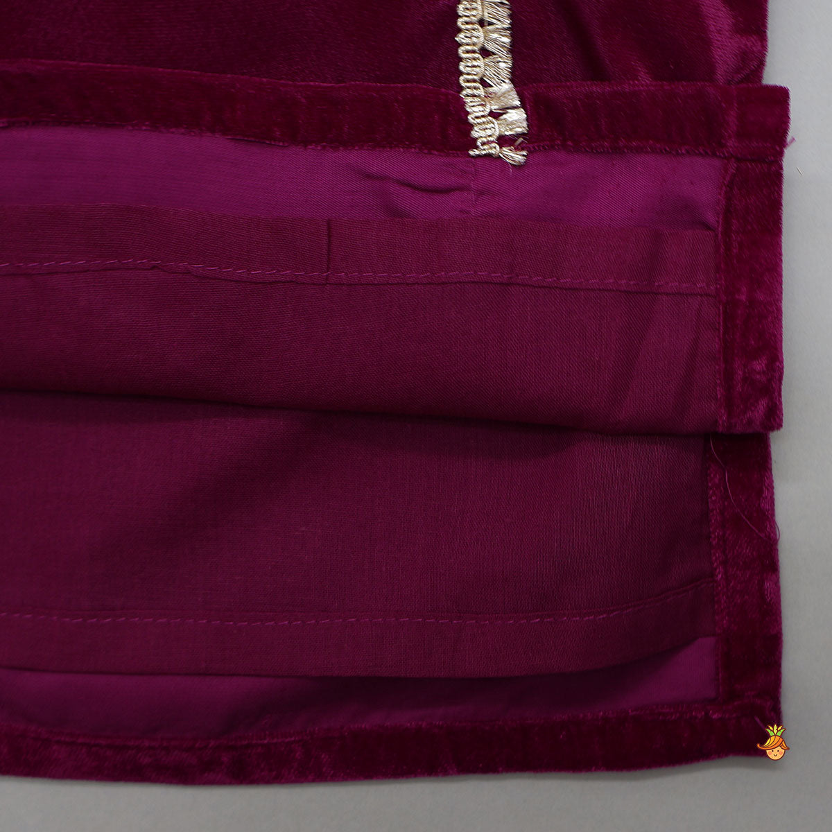 Fringed Lace-Detailed Velvet Kurta With Pyjama