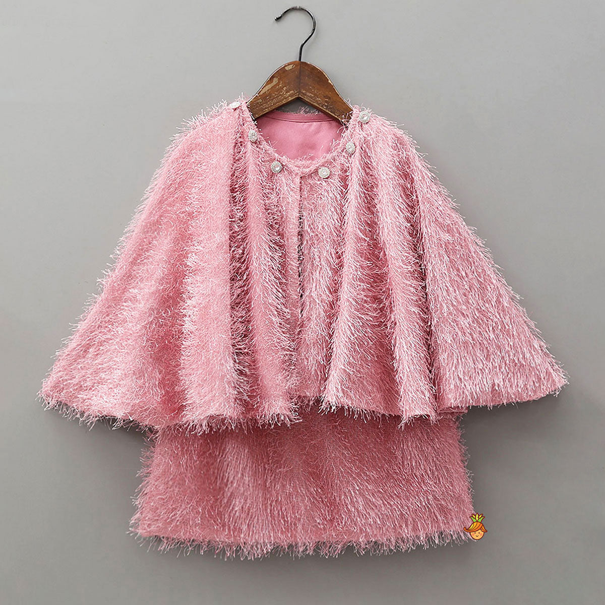 Adorable Fur-Detail Dress With Matching Cape