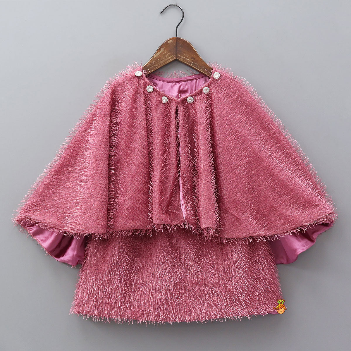 Adorable Fur-Detail Dress With Matching Cape