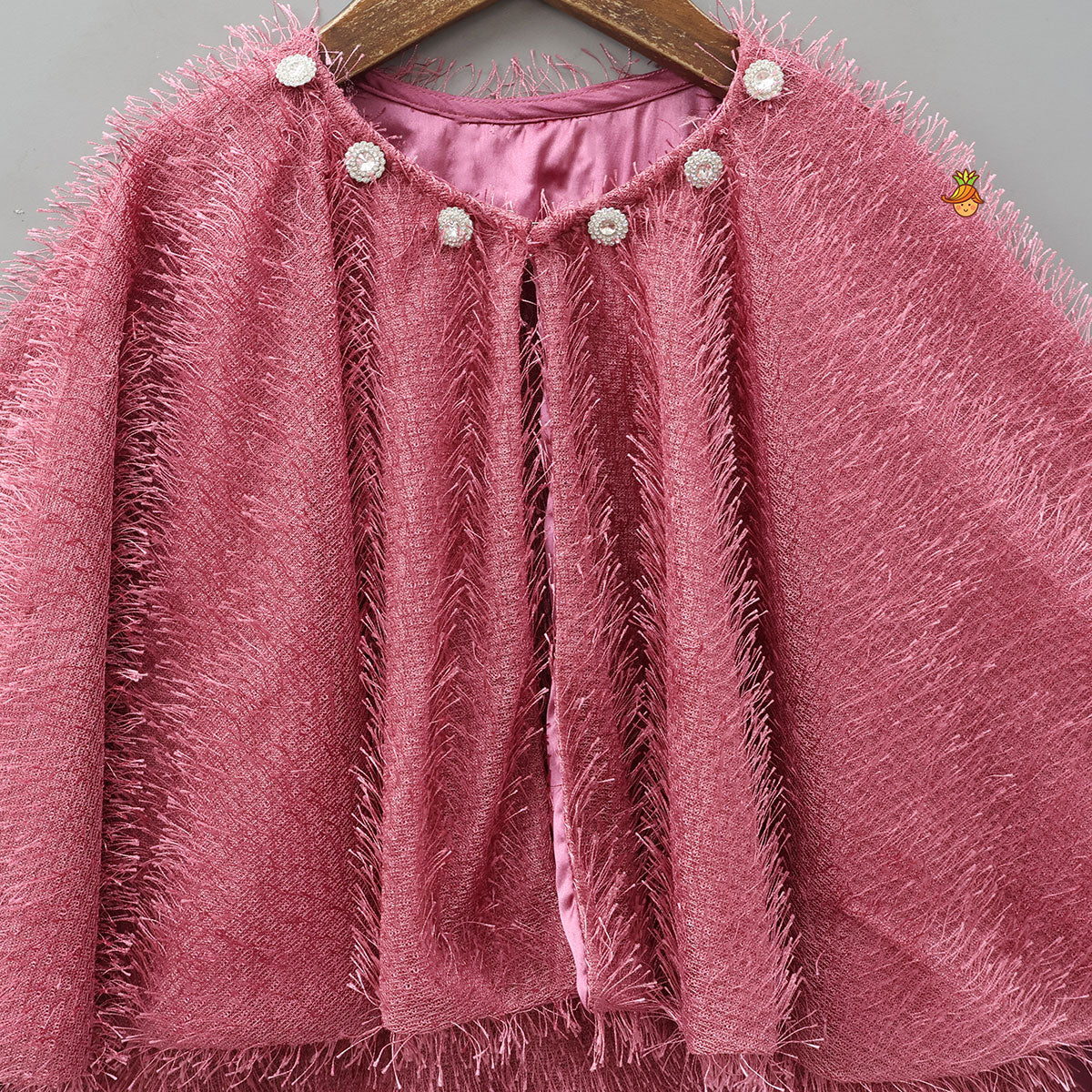 Adorable Fur-Detail Dress With Matching Cape