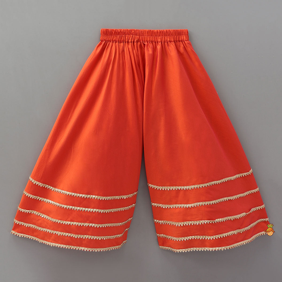 Scalloped Hem Kurti And Palazzo With Matching Dupatta