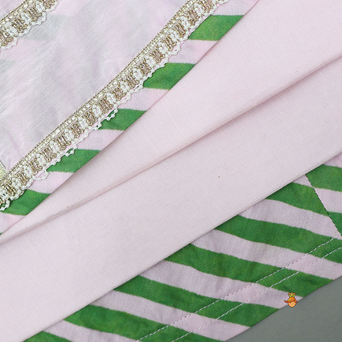 Striped Top And Colour Block Lehenga