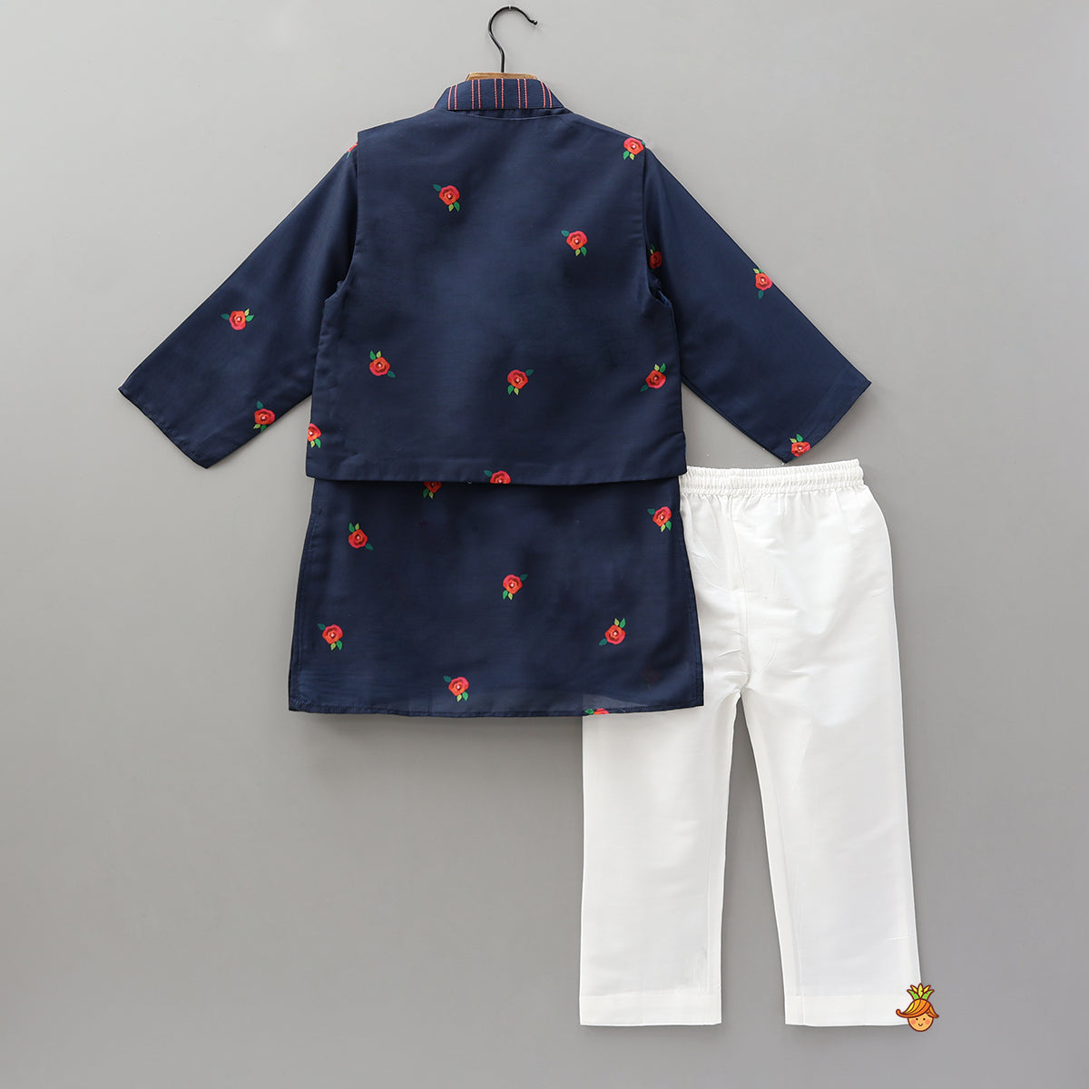 Tiny Floral Printed Kurta With Jacket And Pyjama