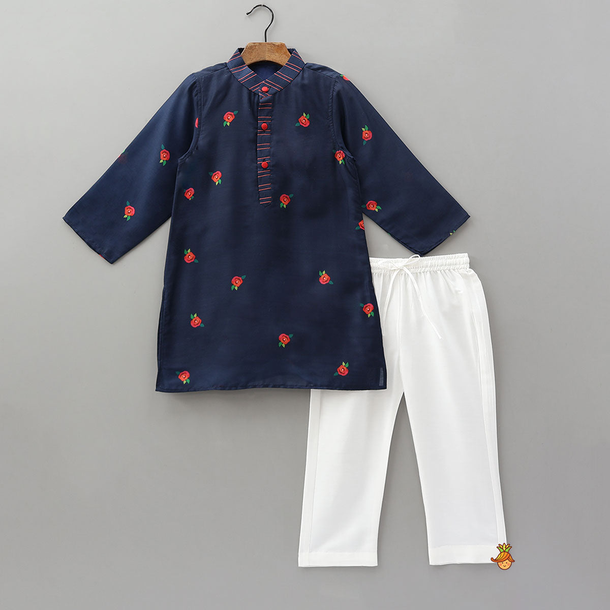 Tiny Floral Printed Kurta With Jacket And Pyjama