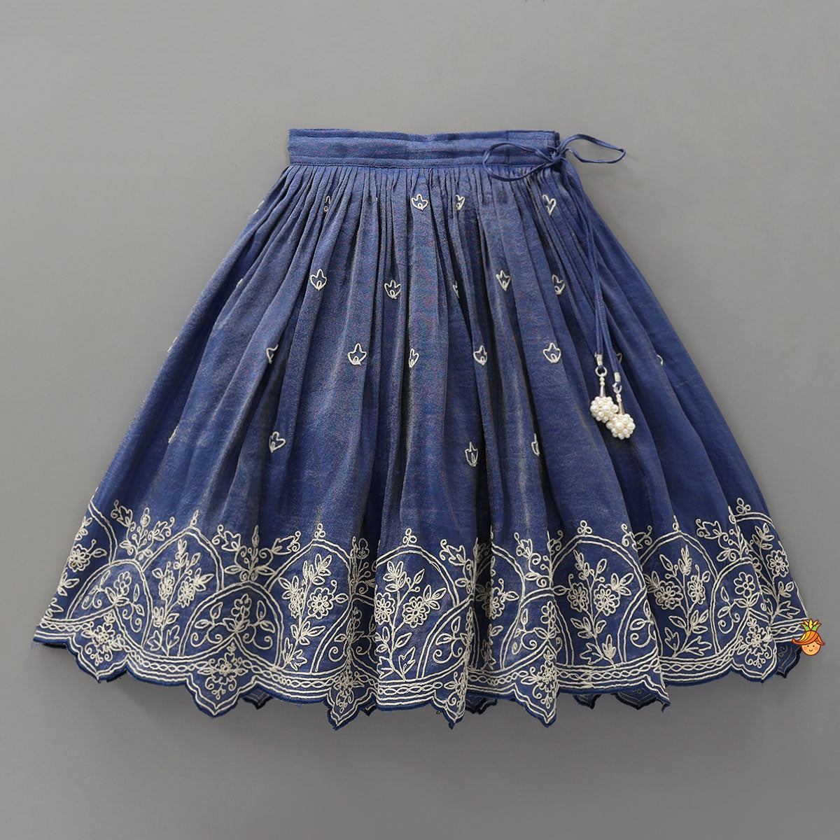 Shimmery Pleated Top And Lehenga With Matching Dupatta