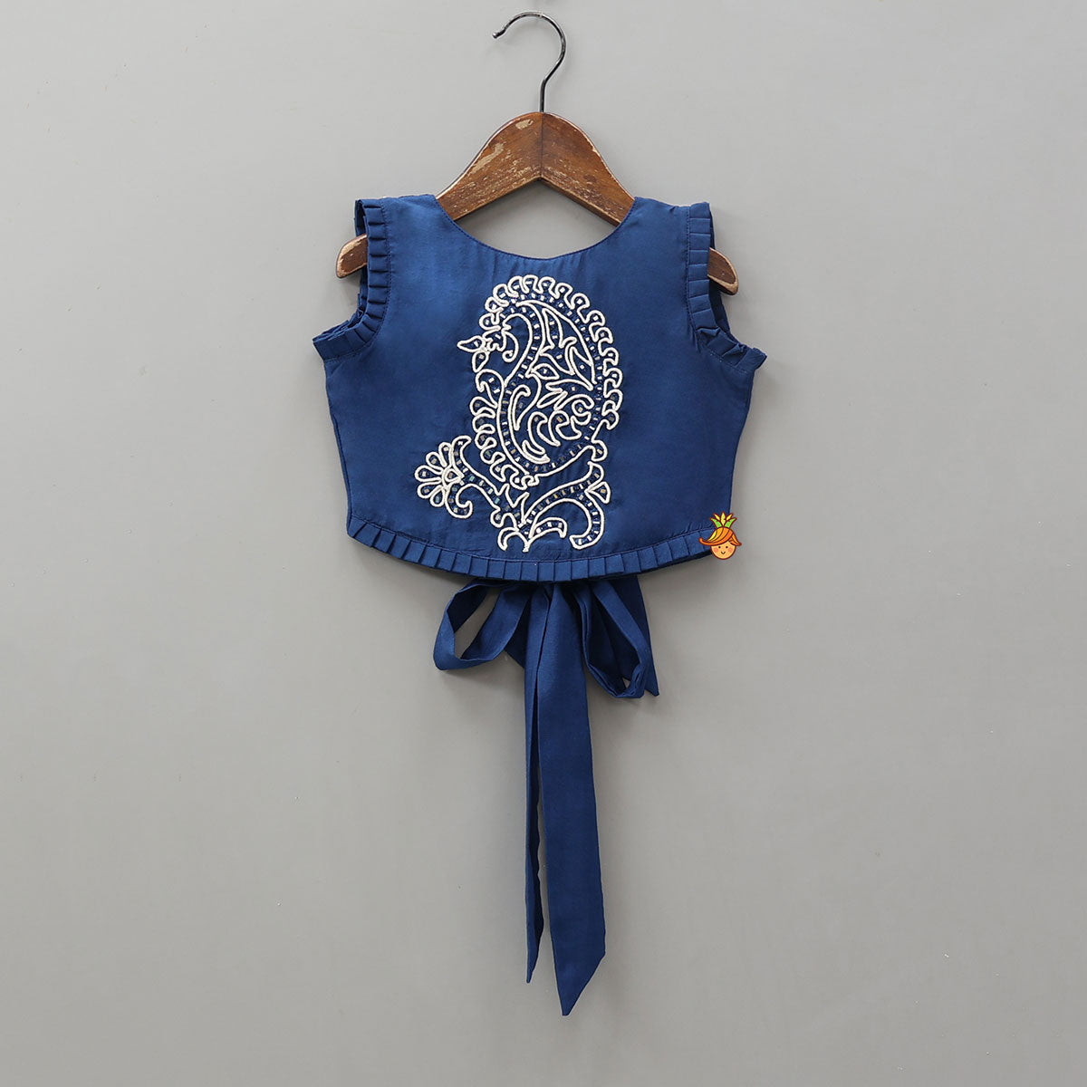 Dual Back Knot Detail Top And Tassels Enhanced Lehenga