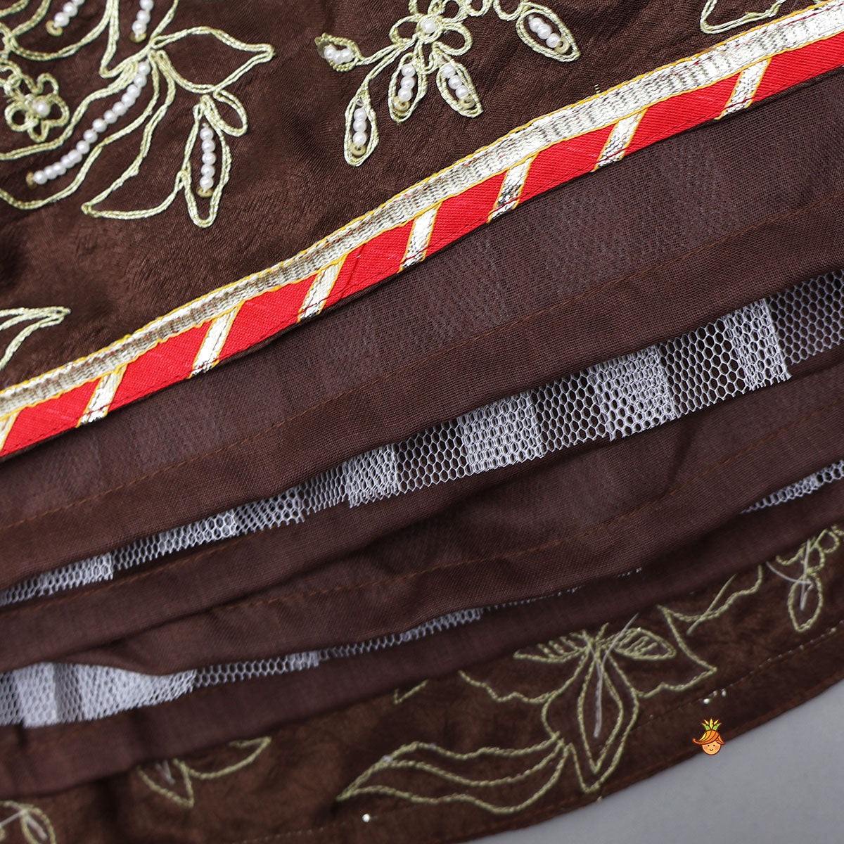 Pleated Top And Lehenga With Contrasting Dupatta