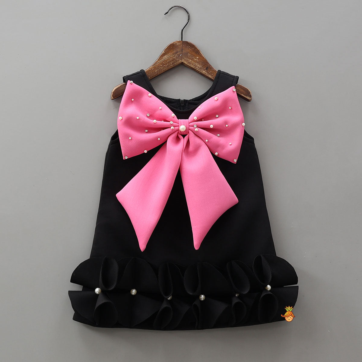 Ruffle Hem Dress With Bow Adornment for 4 - 5 Years - Dresses