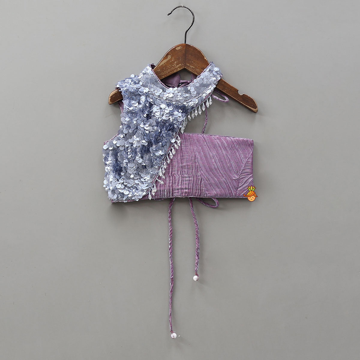 Beautiful Sequin One Shoulder Top With Crushed Layered Sheen Lehenga