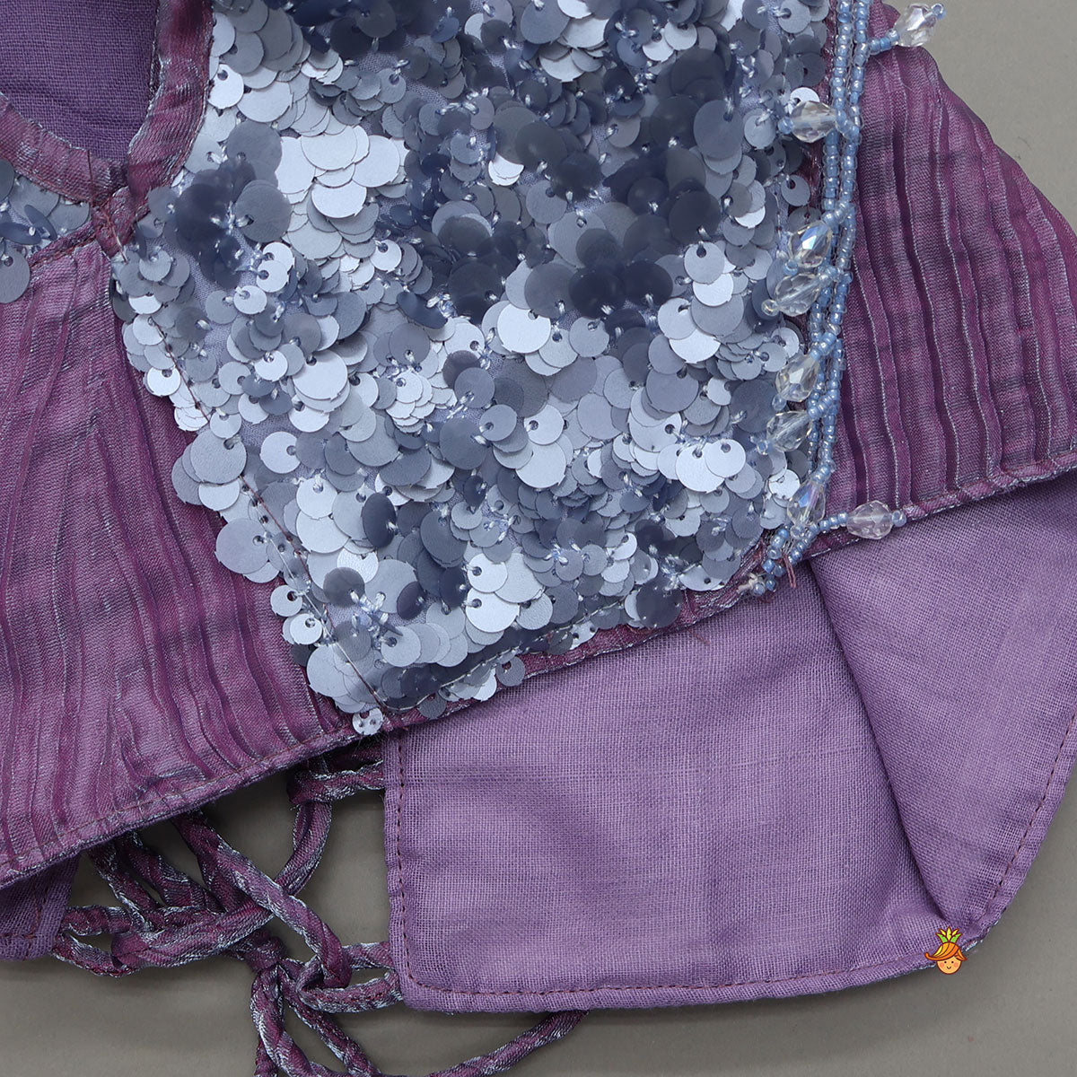 Beautiful Sequin One Shoulder Top With Crushed Layered Sheen Lehenga