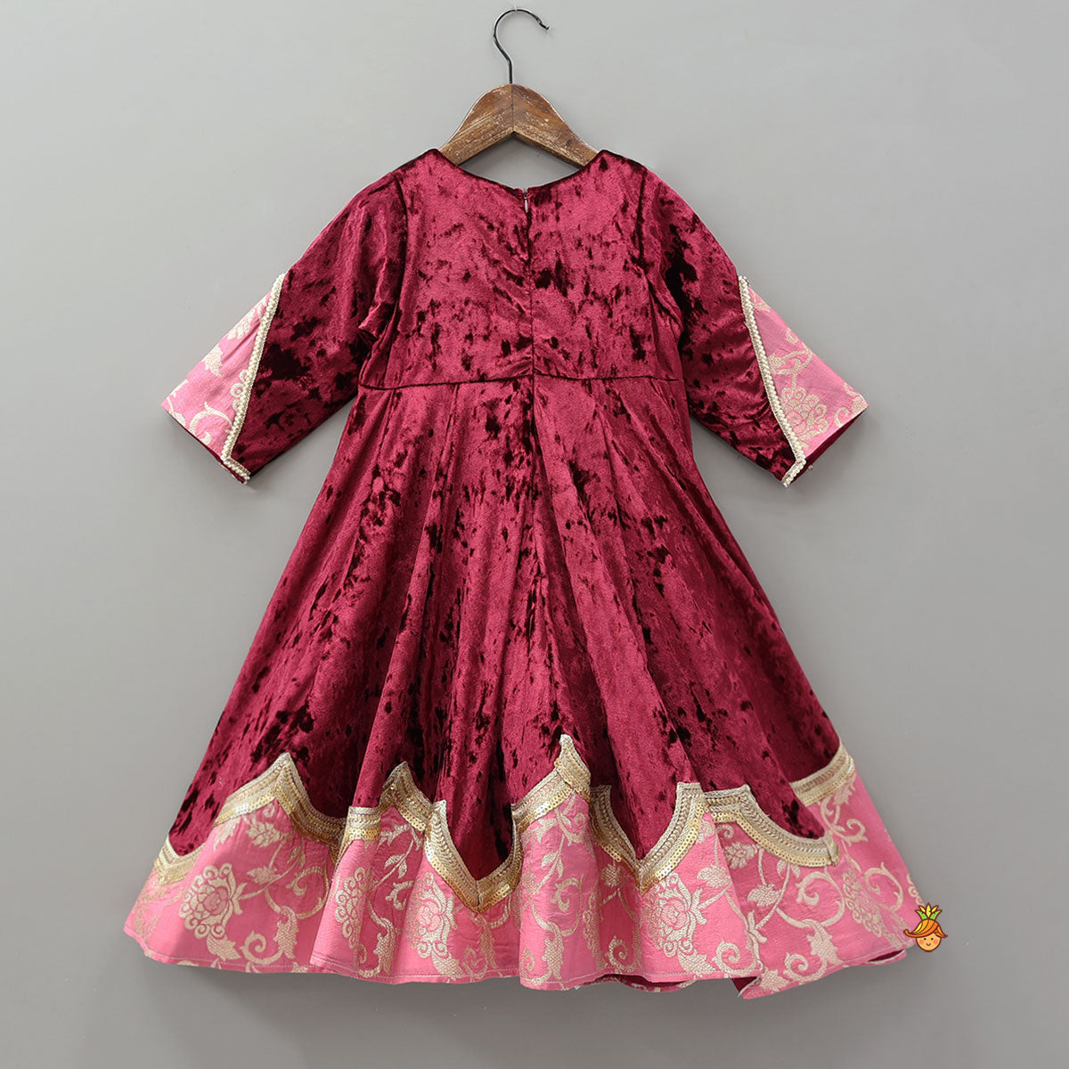 Velvet V-Neck Dual Tone Anarkali