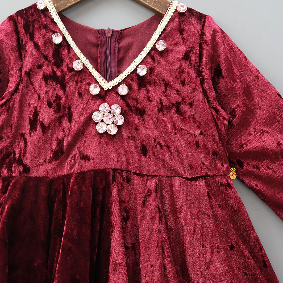 Velvet V-Neck Dual Tone Anarkali