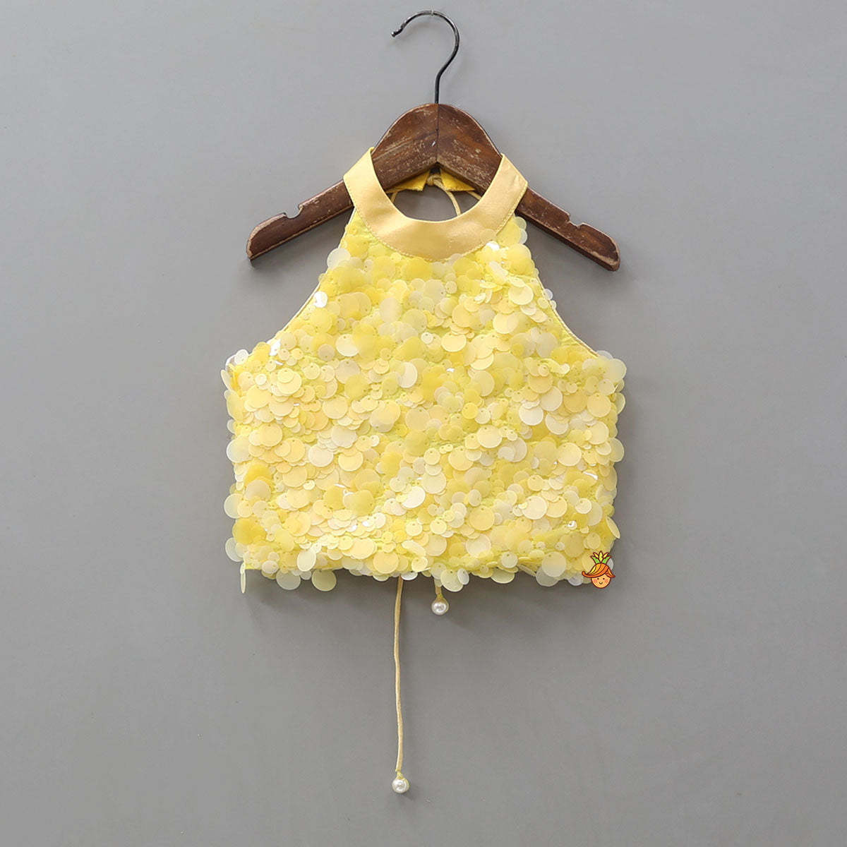 Adorable Sequined Halter Neck Top And Multicolour Shiny Lehenga