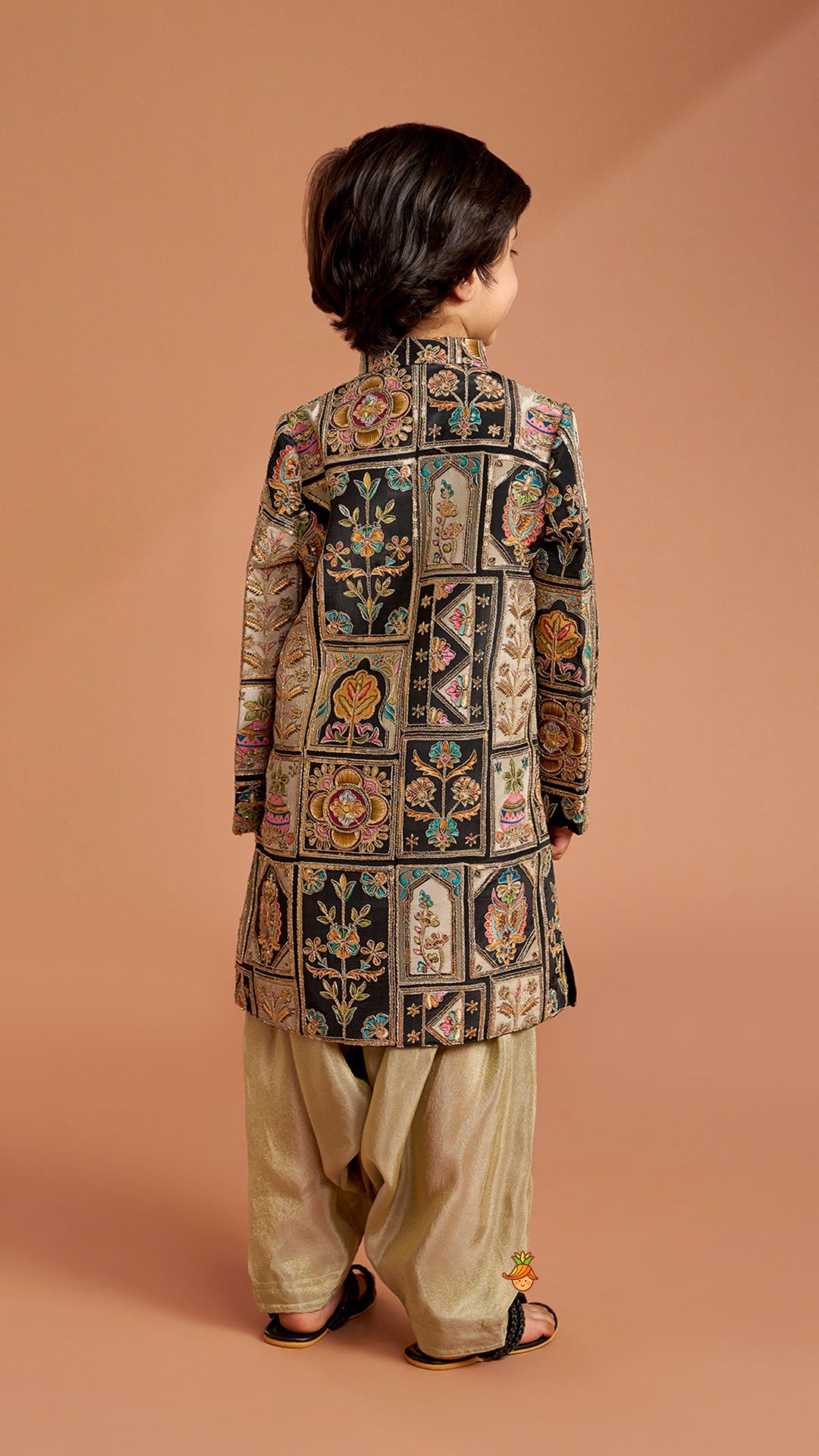 Charming Embroidered Sherwani With Shimmery Pleated Patiala