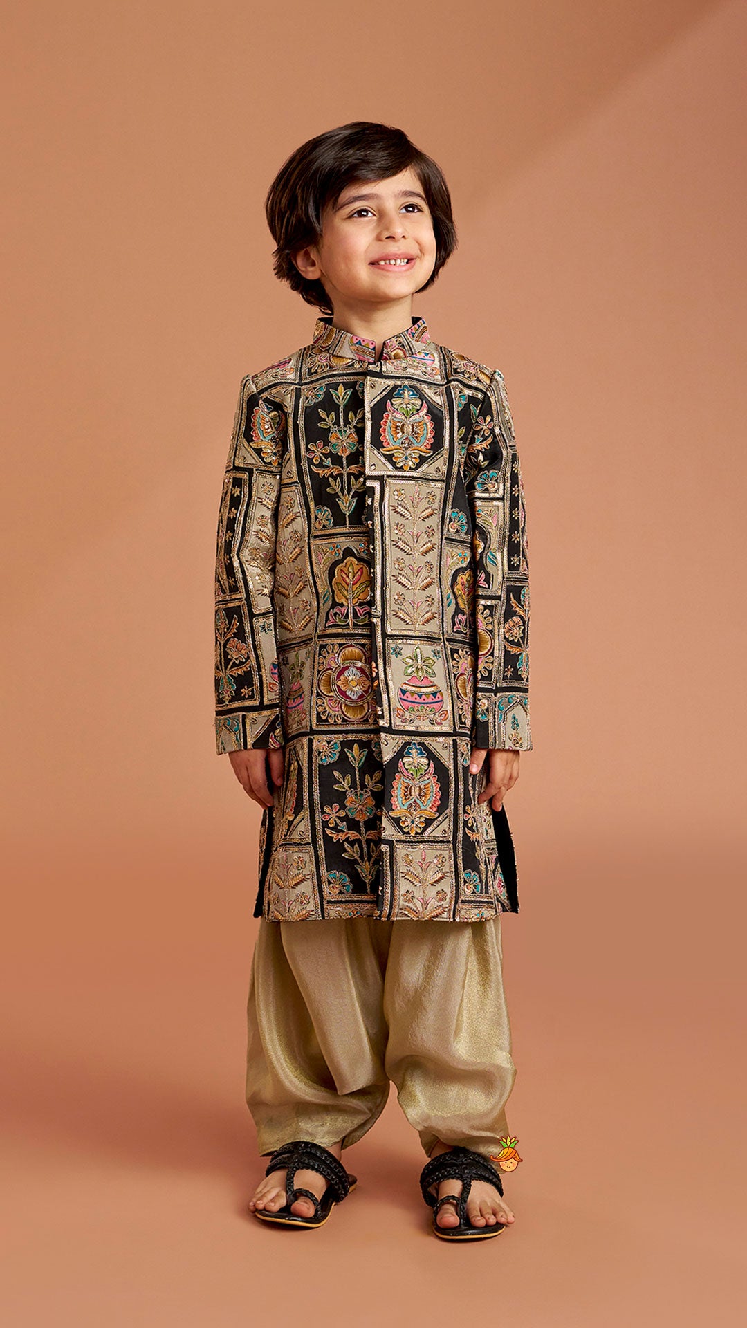 Charming Embroidered Sherwani With Shimmery Pleated Patiala