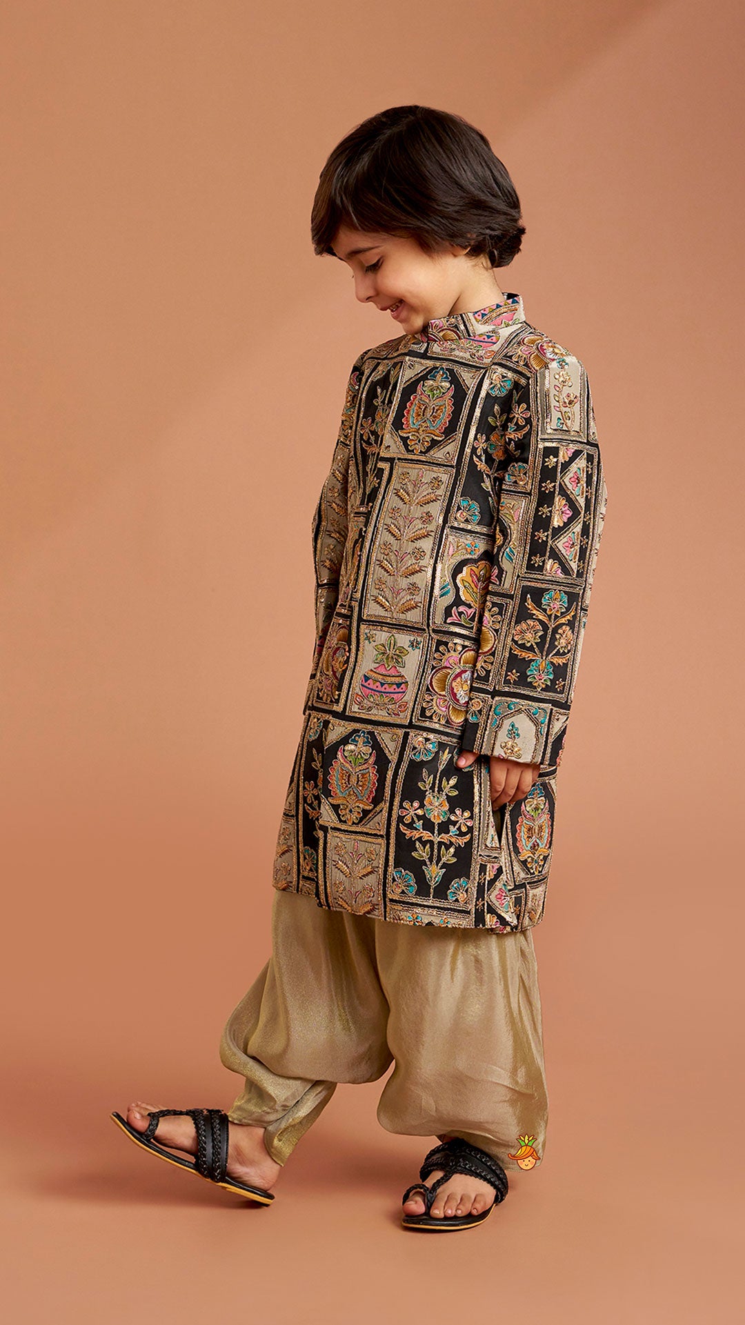 Charming Embroidered Sherwani With Shimmery Pleated Patiala