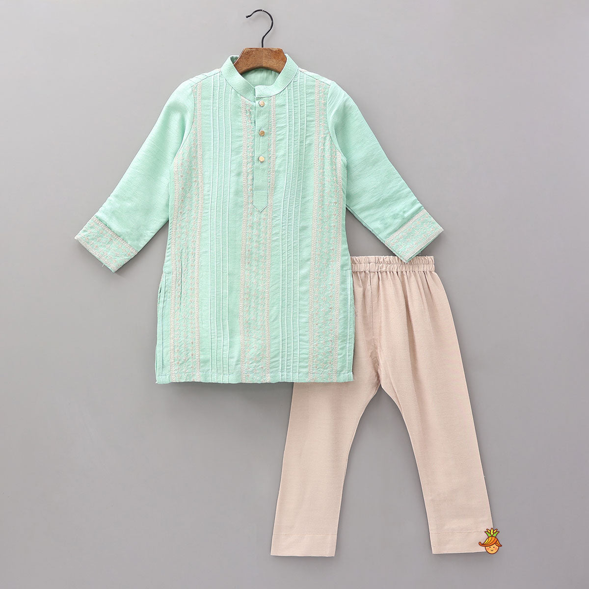 Pin-Tuck Embroidered Kurta With Pyjama