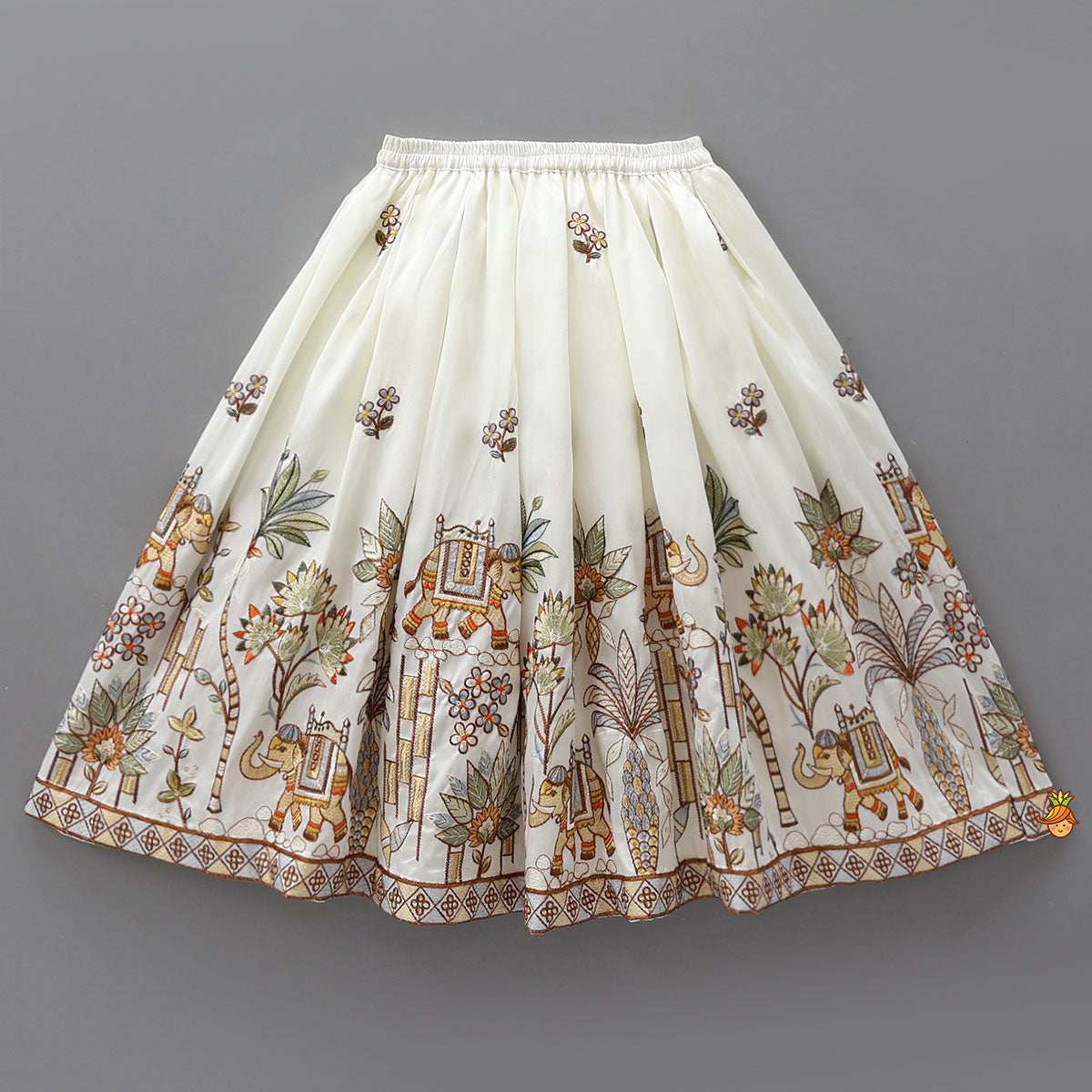 Front-Open Floral Embroidered Top With Lehenga