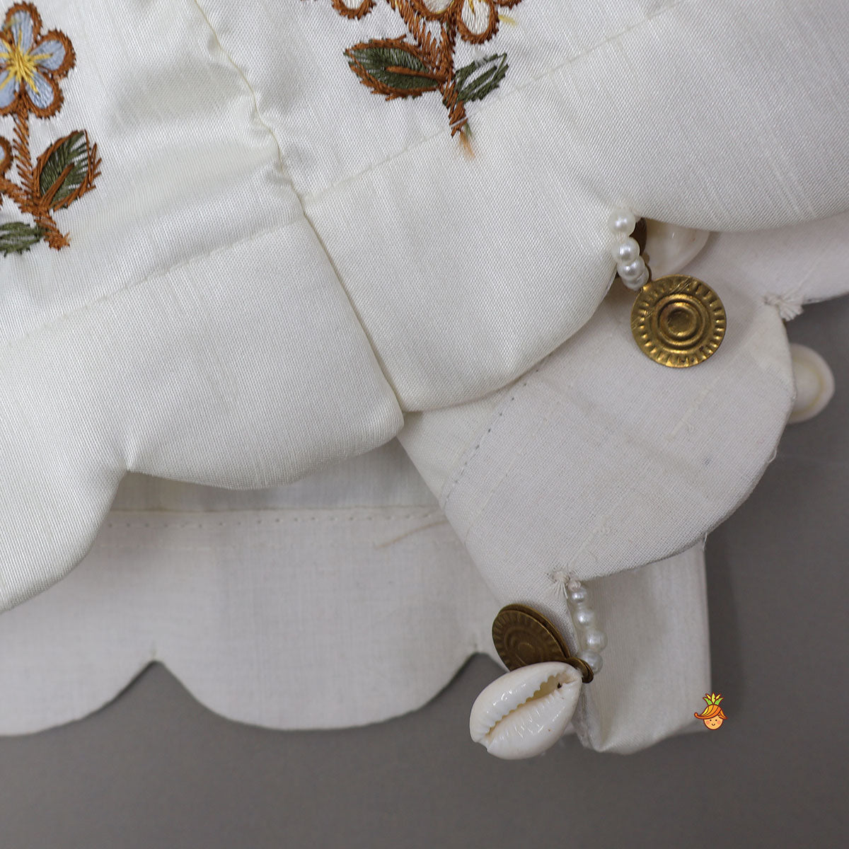 Front-Open Floral Embroidered Top With Lehenga