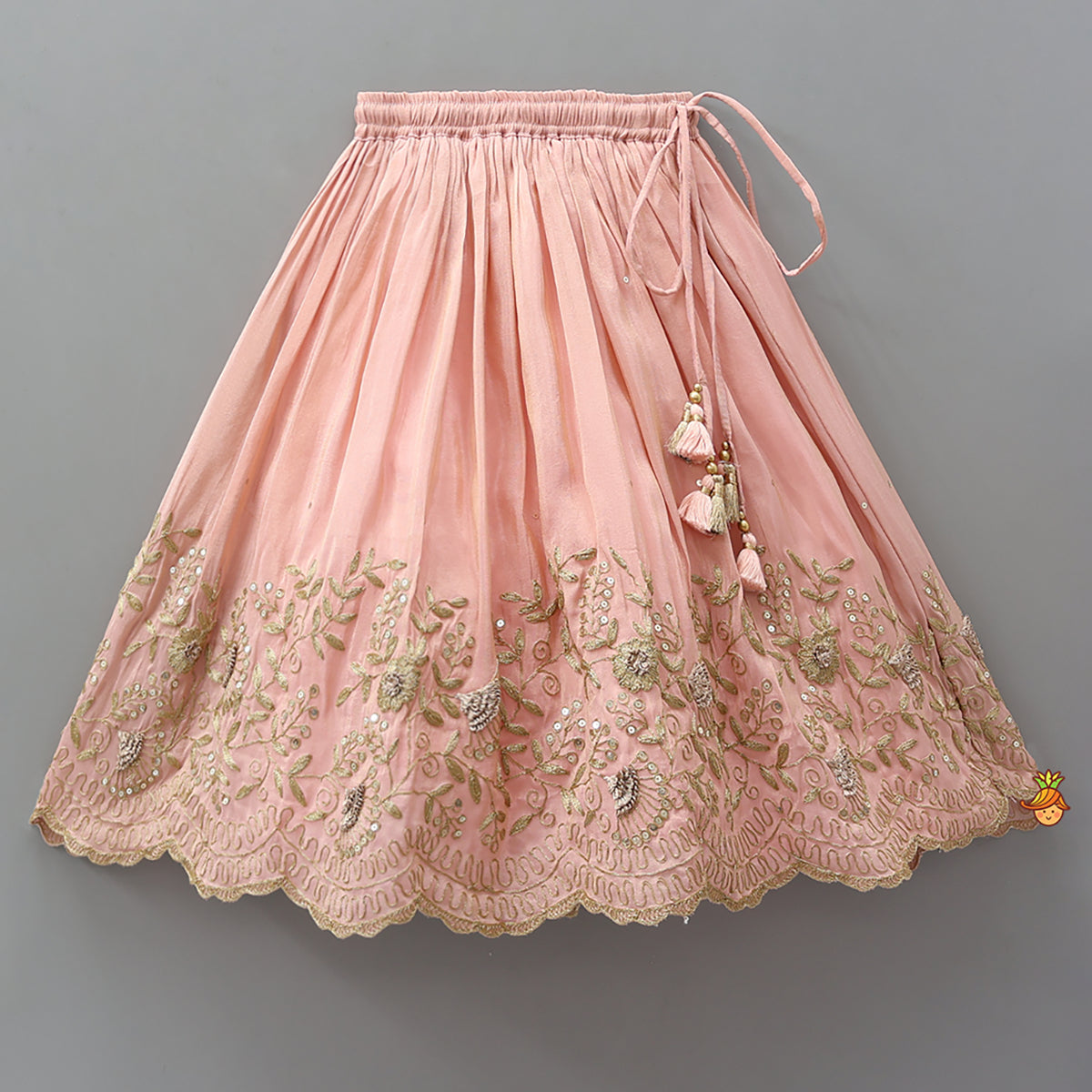 Shimmery Embroidered Ruffled Top With Lehenga