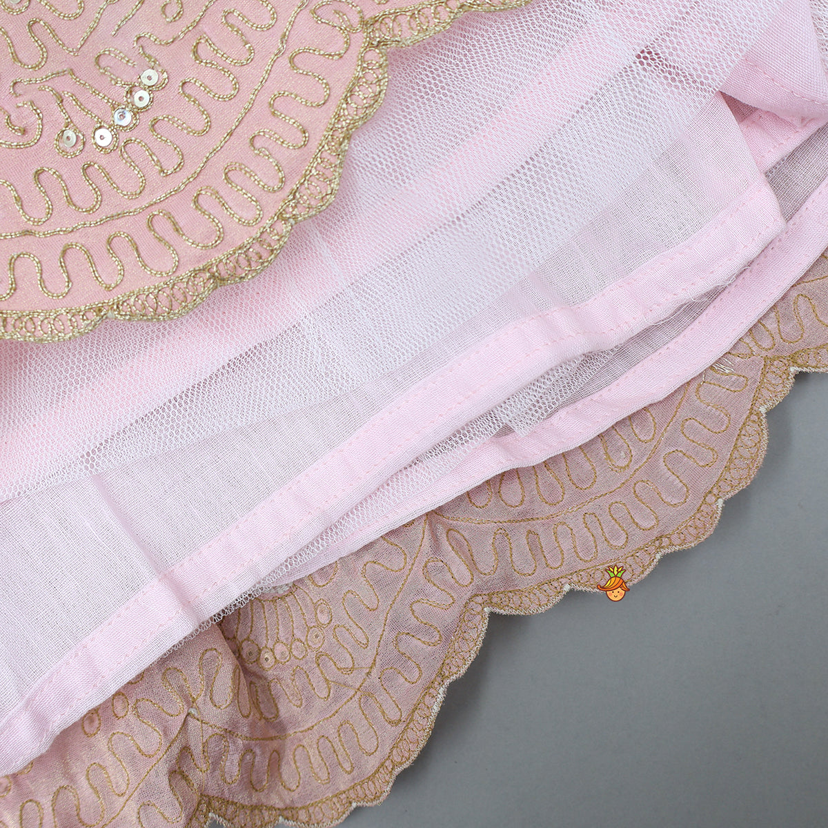 Shimmery Embroidered Ruffled Top With Lehenga