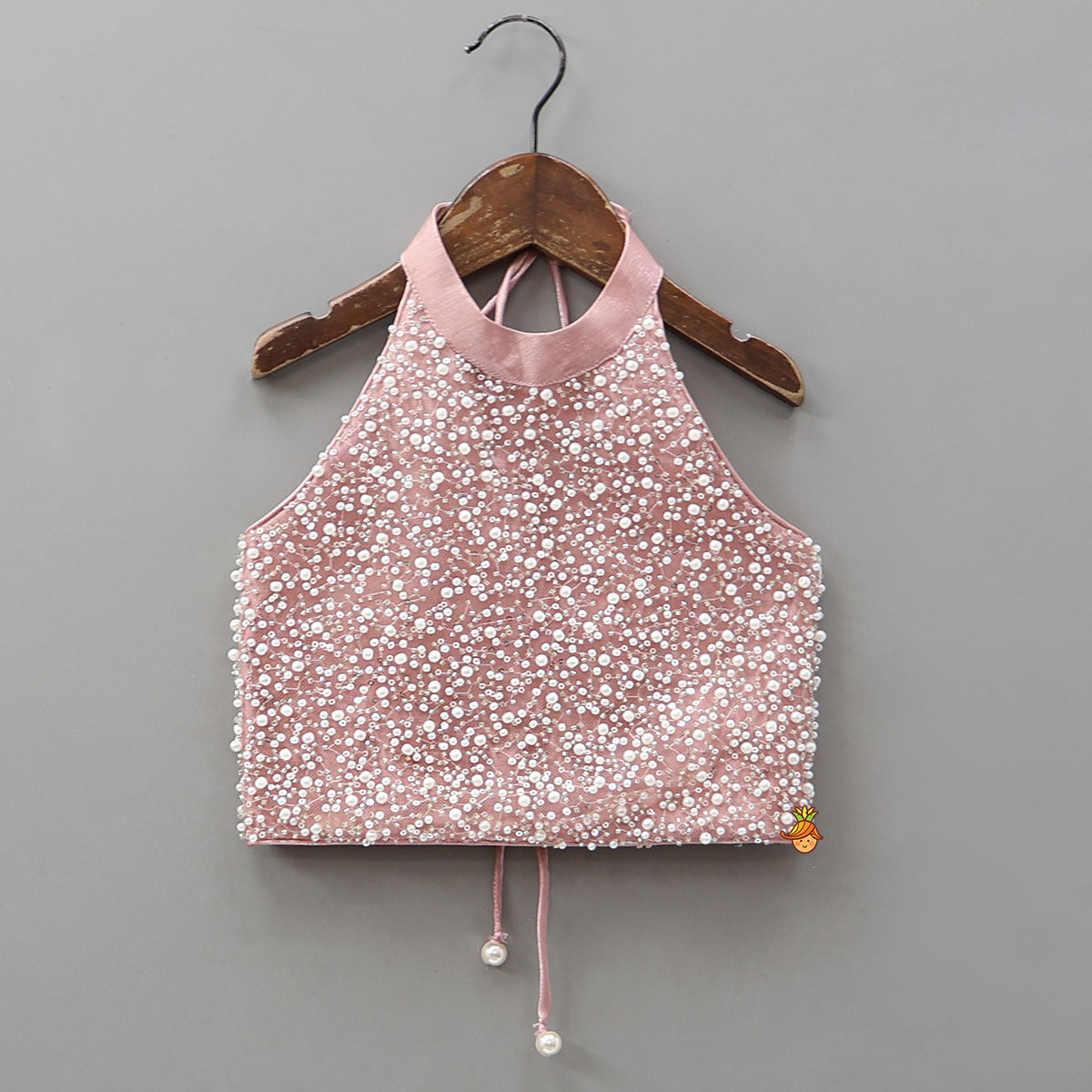 Gorgeous Criss-Cross Back Knot Top And Crushed Lehenga With Matching Hair Tie