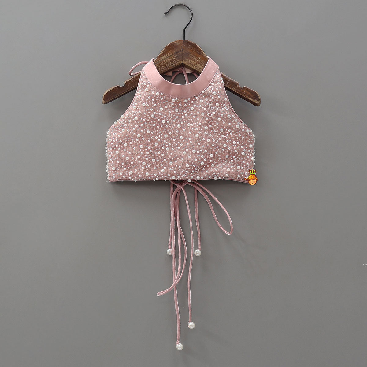 Gorgeous Criss-Cross Back Knot Top And Crushed Lehenga With Matching Hair Tie