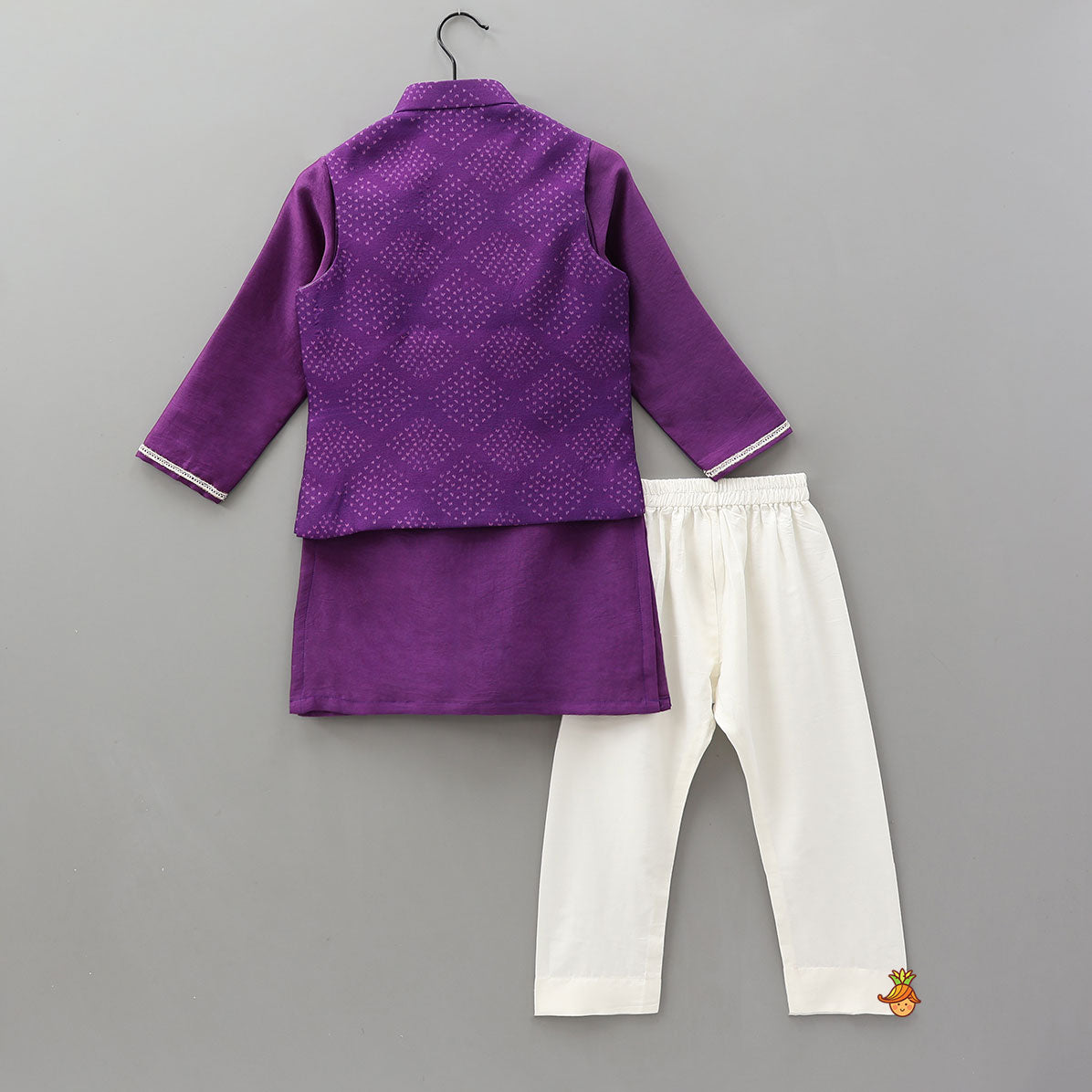 Ethnic Kurta With Pocket-Detail Printed Jacket And Pyjama
